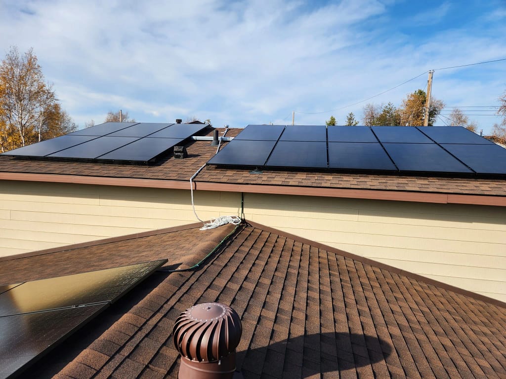 Solar panels on a residential roof in Yellowknife