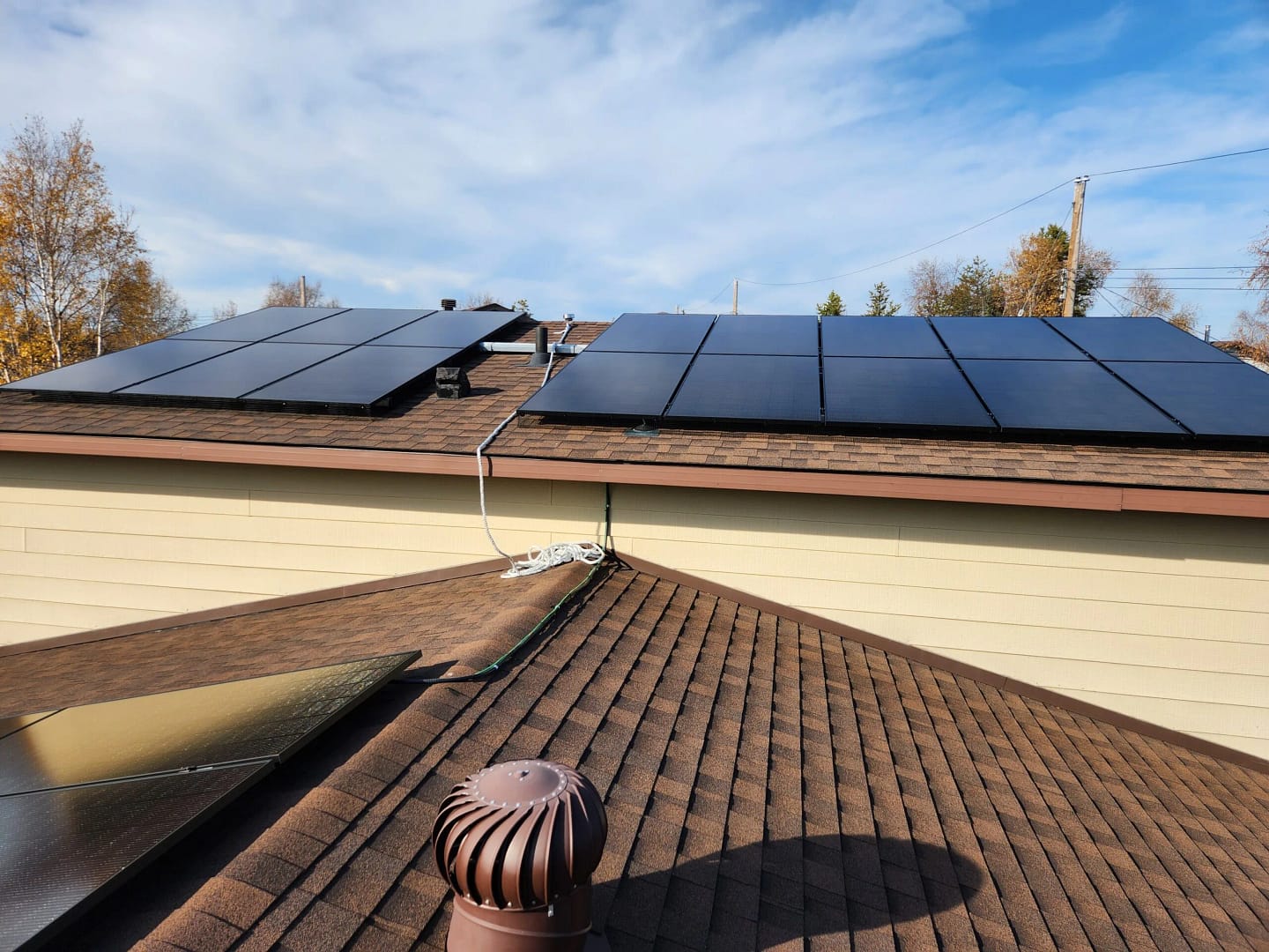 Rooftop Solar System installation in Yellowknife Solar panels on a residential roof in Yellowknife